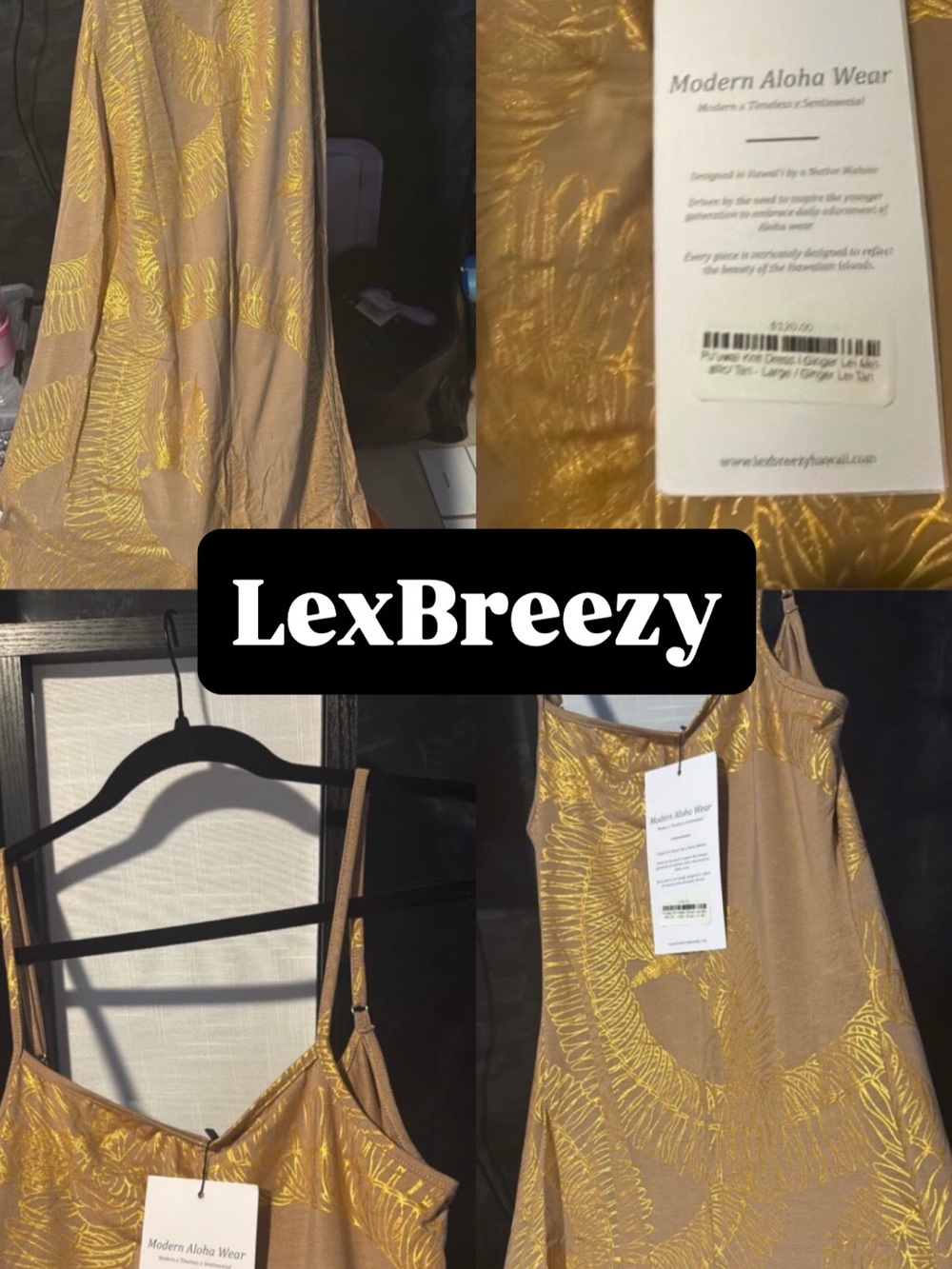 Women's Golden Fern-Print Slip Dress